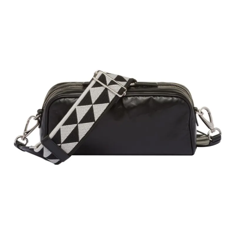 PRADA Nappa Antique Leather Multi Pocket Shoulder Bag Black-2