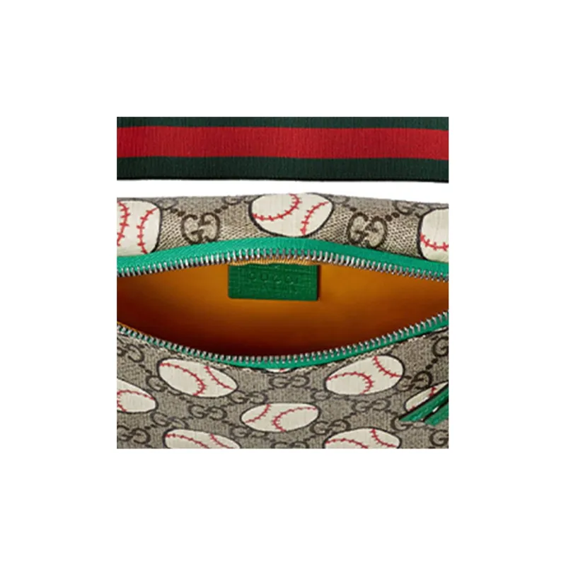 GUCCI Canvas With Leather Canvas Bag, Sling Bag, Fanny Pack Kids' Ebony/Green-7