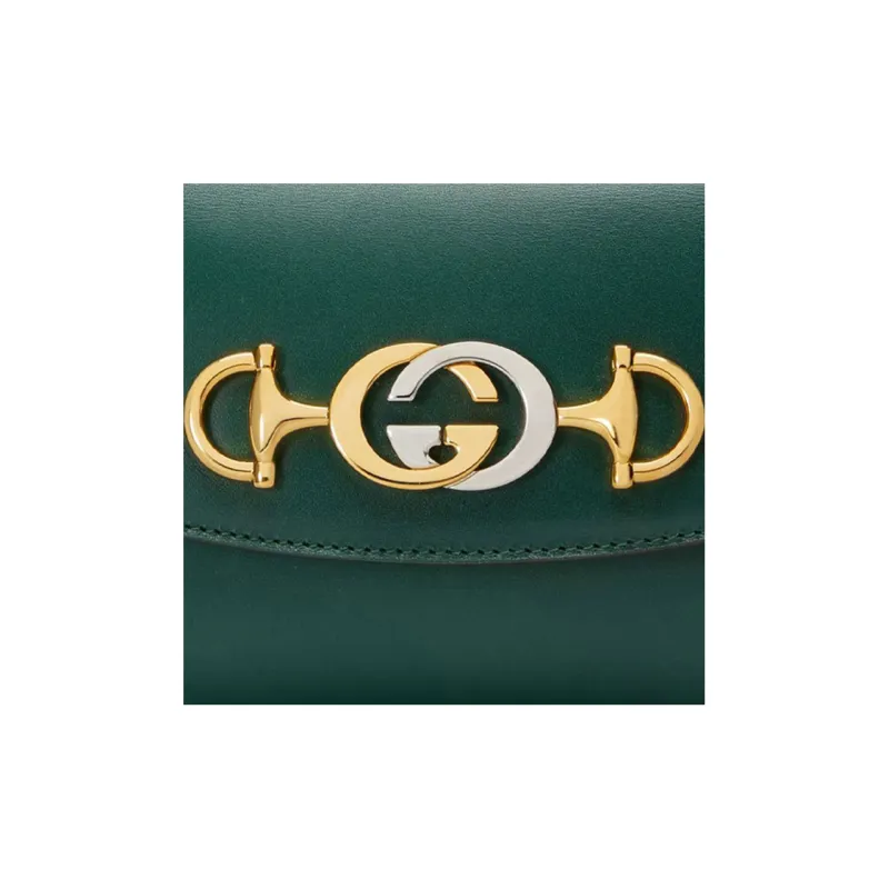GUCCI Zumi Leather Portable Crossbody Bag Shoulder Bag Mini Women's Green-7