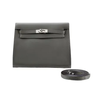HERMES Kelly Danse Evercolor Calfskin One Shoulder Crossbody Clutches Women's 0L Grismeyer Cumulonimbus Gray