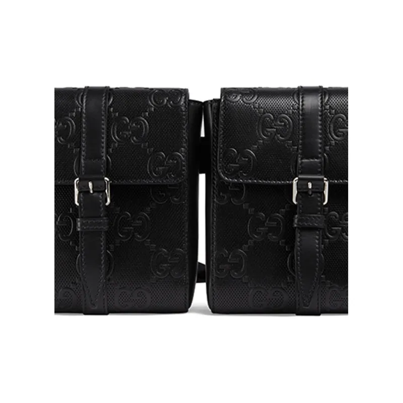 GUCCI Leather Shoulder Bag Crossbody Bag Sling Bag Fanny Pack Men's Black-7