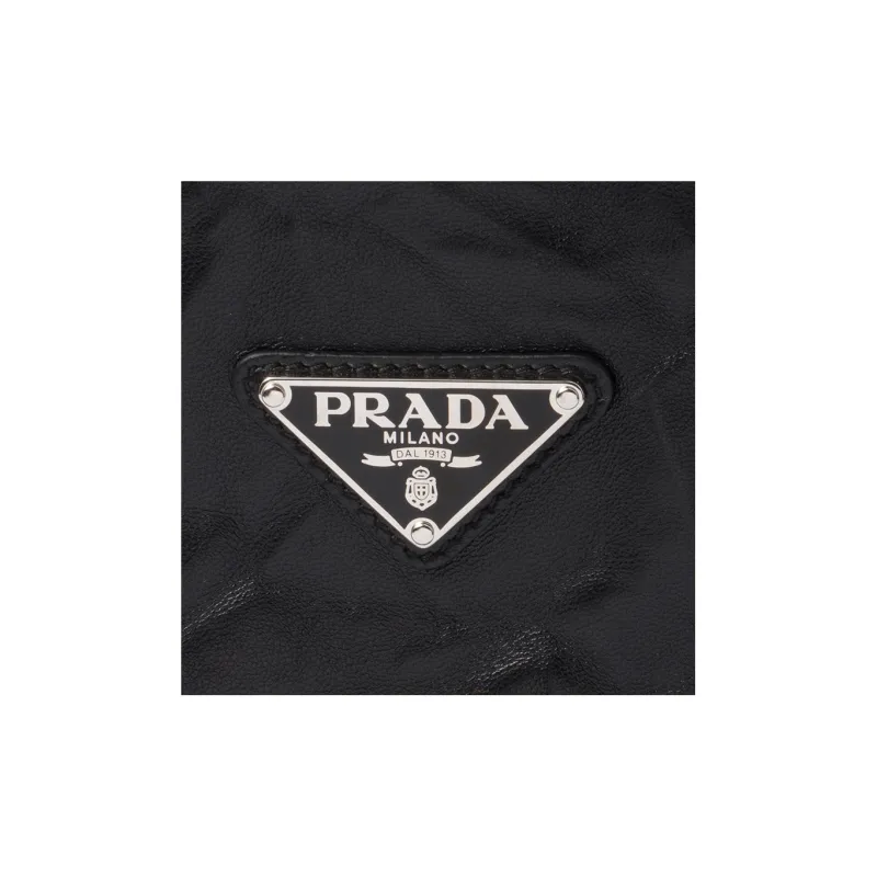 PRADA Large Antique Nappa Leather Tote Black-3