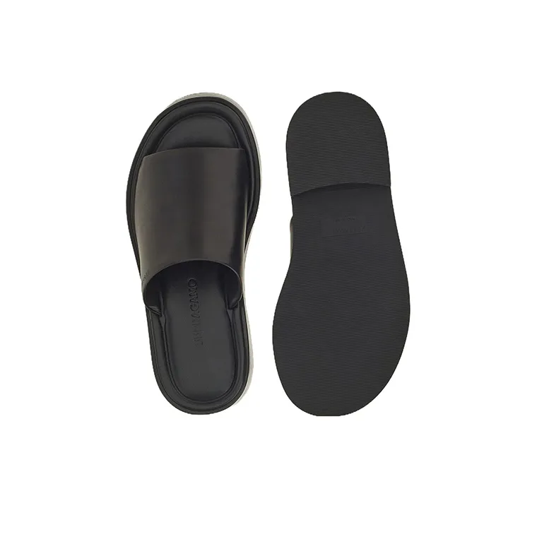 FERRAGAMO Crossover-strap Leather Slides-4