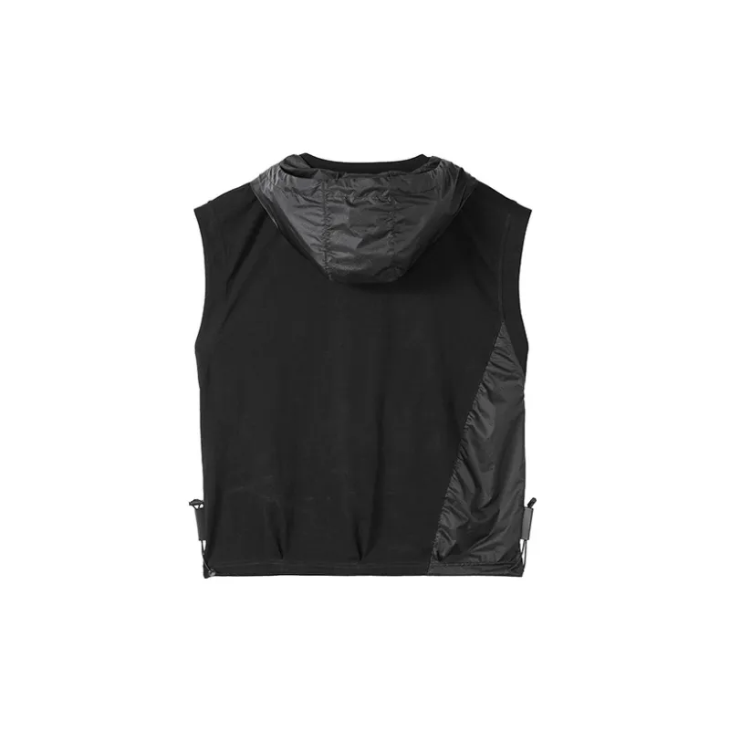 NORVINCY Breathable Solid Color 100% Cotton Sleeveless Hooded T Shirt Unisex-1