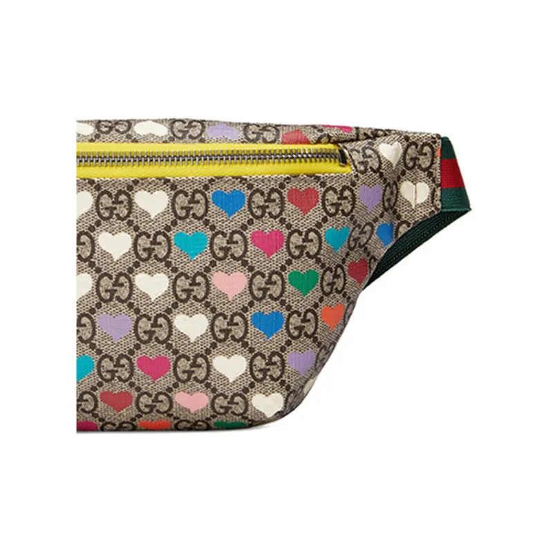 GUCCI Canvas With Leather Fanny Pack, Sling Bag, Kids' Bag Kids' Ebony/Yellow/Multicolor-7