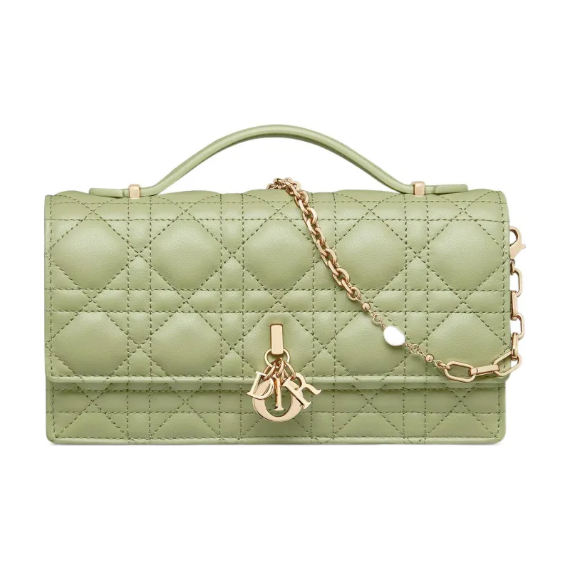 DIOR Lady Dior Lambskin Shoulder Bag Crossbody Bag Handbag Women's Green-0