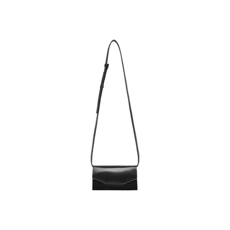 FERRAGAMO Shiny Cow Leather Eveningwear Bag, One Shoulder Crossbody Clutch Mini Men's Black-3