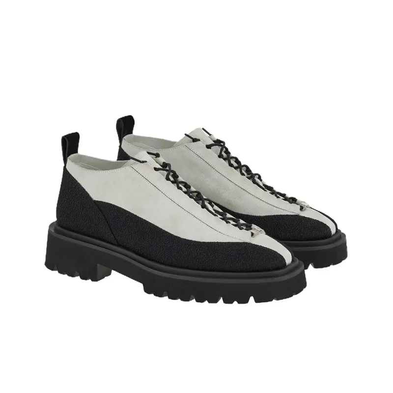 FERRAGAMO Flat Shoes Men's White Black-2