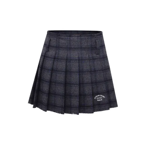 Ariseism Casual Short Skirts Women's Blue Black Plaid