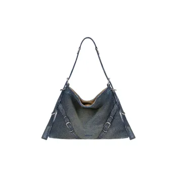 Givenchy 100% Cotton With Calfskin Handbag, Shoulder Bag Medium Size Women's Army Blue