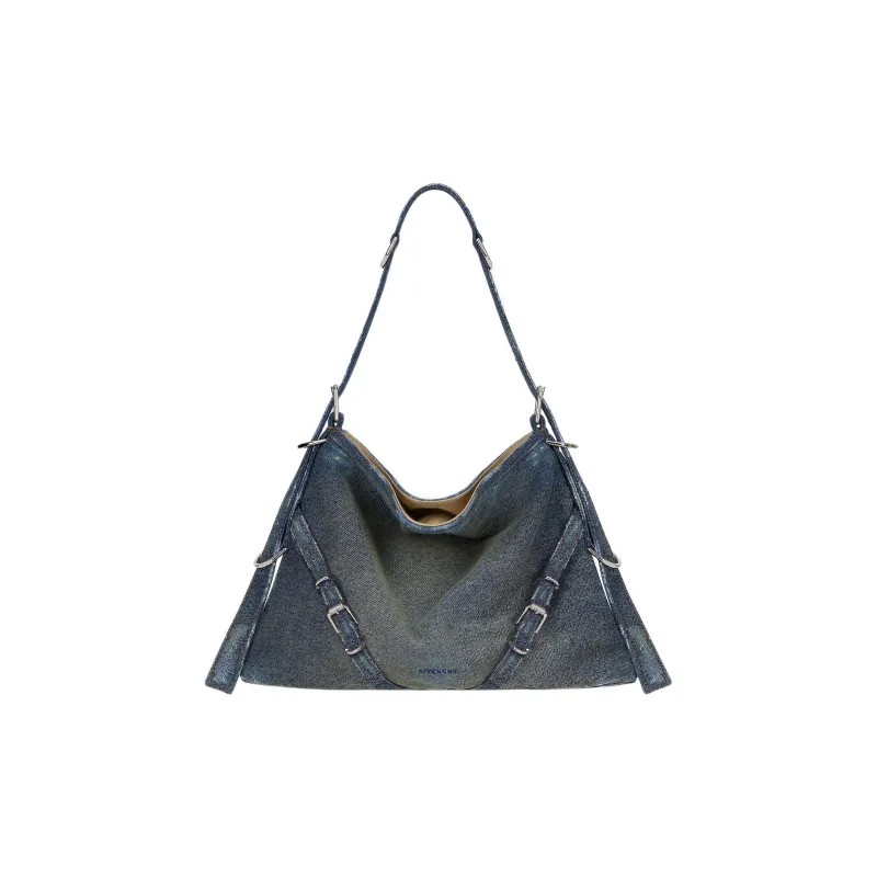 Givenchy 100% Cotton With Calfskin Handbag, Shoulder Bag Medium Size Women's Army Blue-0