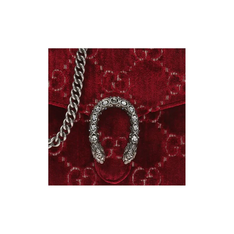 GUCCI Dionysus Velvet Chain Wallet Crossbody Bag Shoulder Bag Mini Women's Burgundy-3