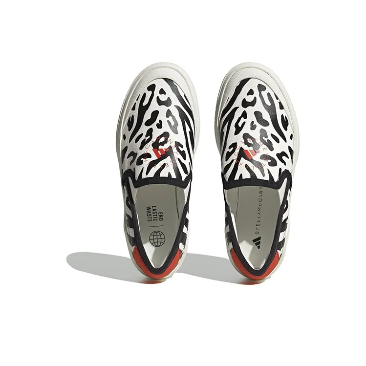 Adidas By Stella McCartney Court Slip On Shoes 'Off White Black Burnt Cayenne' Women's-4