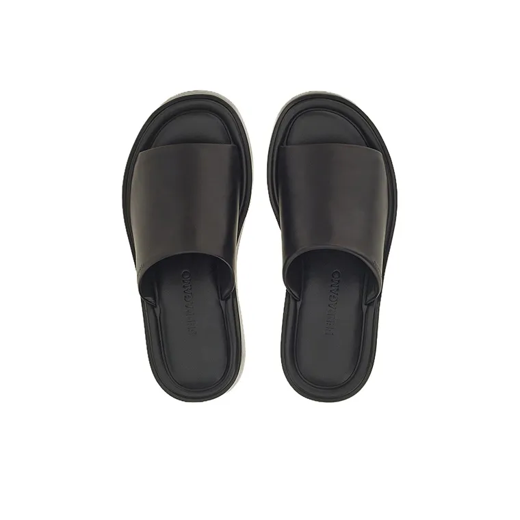 FERRAGAMO Crossover-strap Leather Slides-2