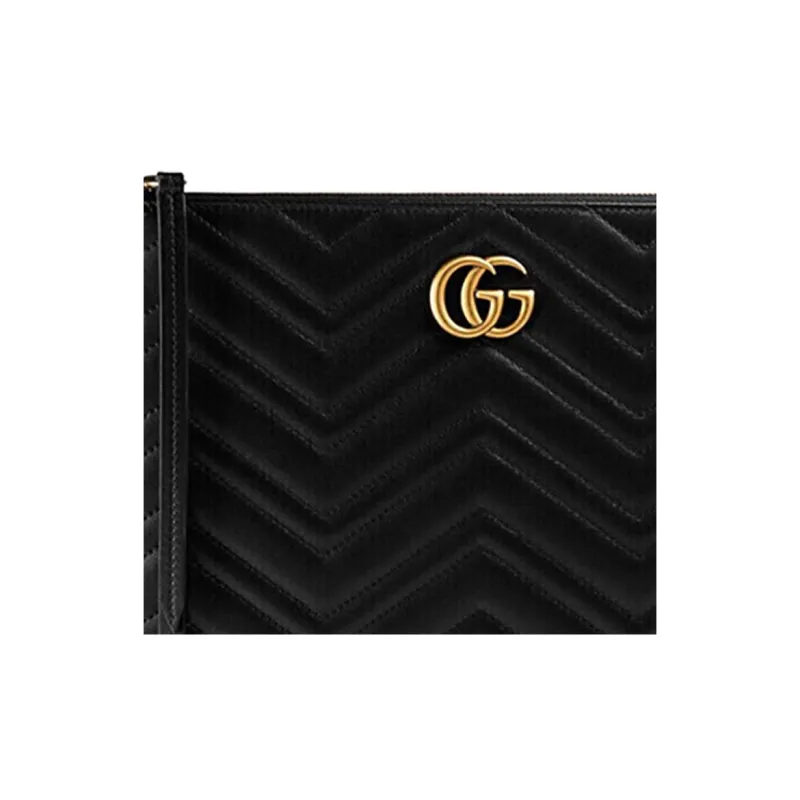 GUCCI GG Marmont Leather Clutch Women's Black-3