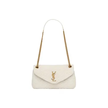 SAINT LAURENT Fabric With Sheepskin Leather Envelope Bag Handbag Shoulder Bag Women's White