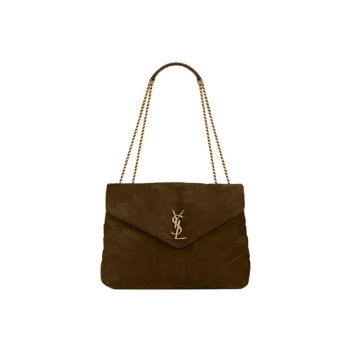 SAINT LAURENT LOULOU Suede Portable Crossbody Bag Shoulder Bag Women's Lead Green