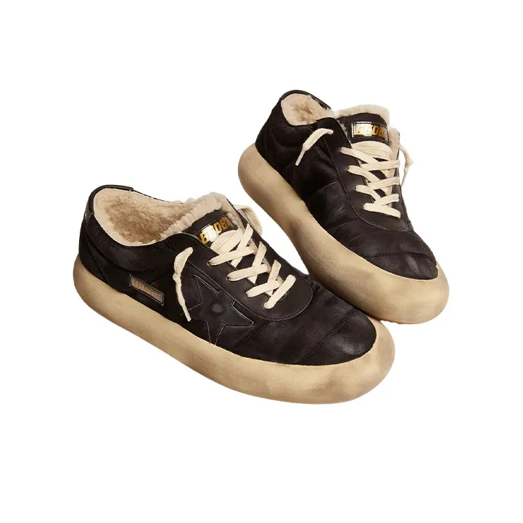 Golden Goose Space Star Low Top Stylish Skateboarding Shoes Men's Black Vintage Version-2