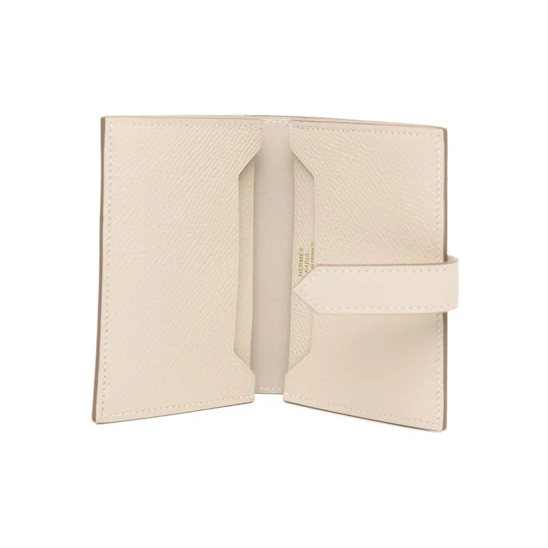 HERMES Bearn Epsom Calfskin Short Wallet Mini Women's 10 Craie Milkshake White-3