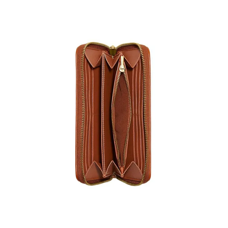 COACH Disney Collaboration Accordion Zip Jacquard Fabric Card Holder Wallet Women's Brown-1