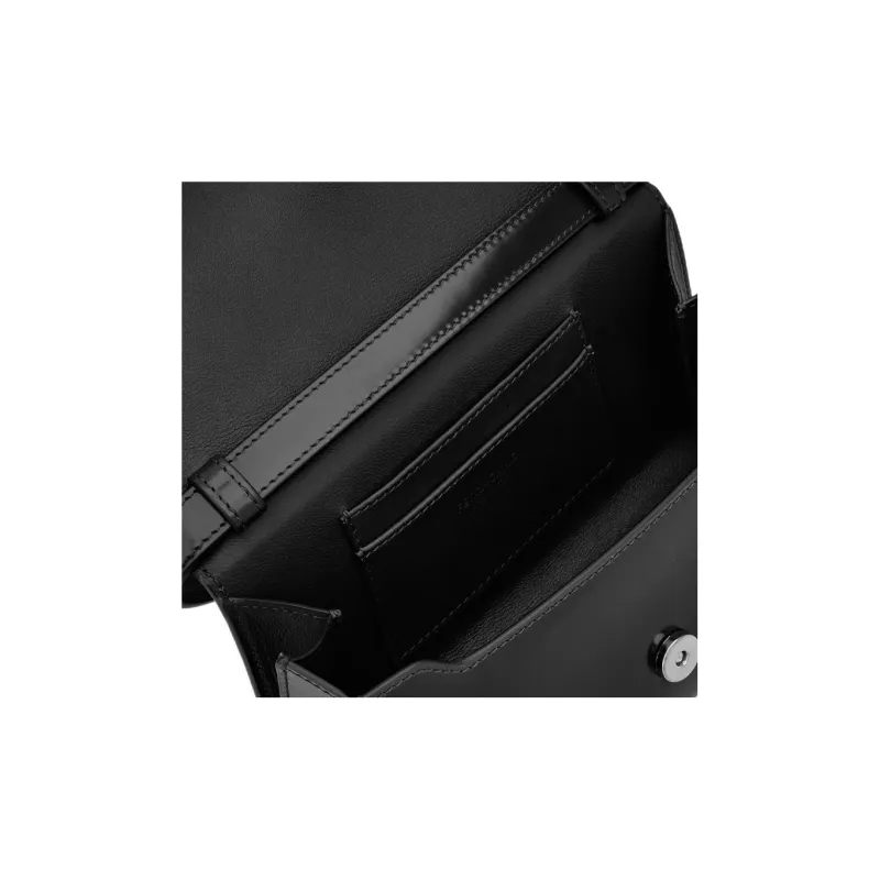 FERRAGAMO Shiny Cow Leather Eveningwear Bag, One Shoulder Crossbody Clutch Mini Men's Black-4