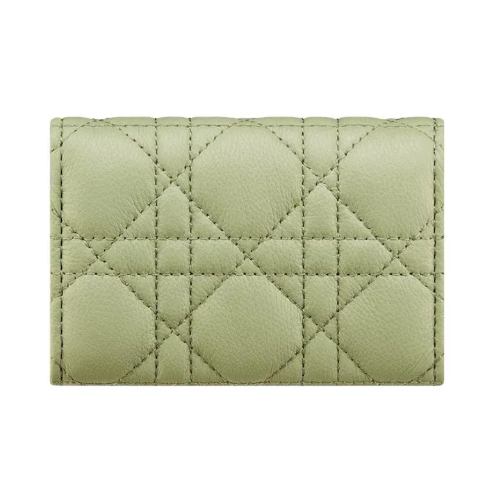 DIOR Caro Soft Calfskin Wallet Extra Small Women's Green-2