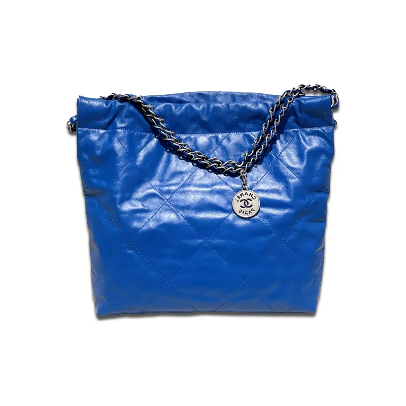 CHANEL 22Bag Smooth Finish Calfskin Tote Bag, Shopping Bag, Crossbody Bag, Shoulder Bag Women's Blue-2