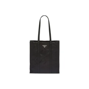 PRADA Small Antique Nappa Leather Tote Black
