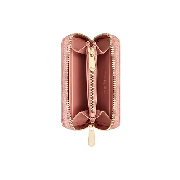DIOR Lady Dior Lambskin Wallet Small Size Women's Ethereal Pink-3