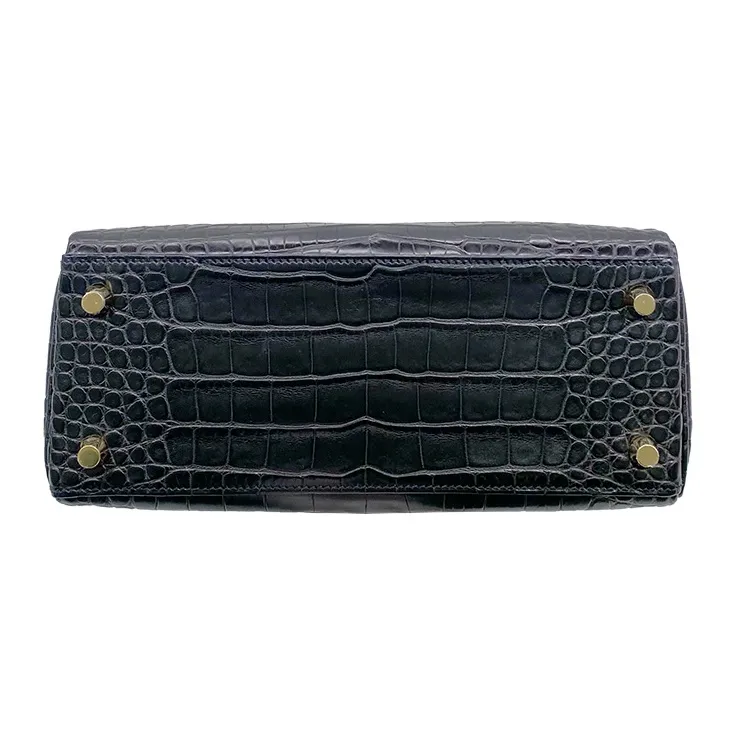 HERMES Kelly Matte Crocodile Leather Kelly Bag Handbags Women's Noir Black-4
