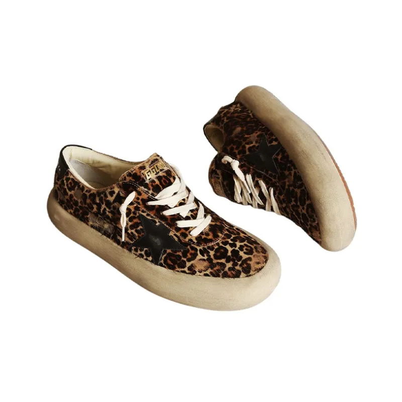 Golden Goose Space Star Stylish Skateboarding Shoes Men's Beige Brown Vintage Version-2