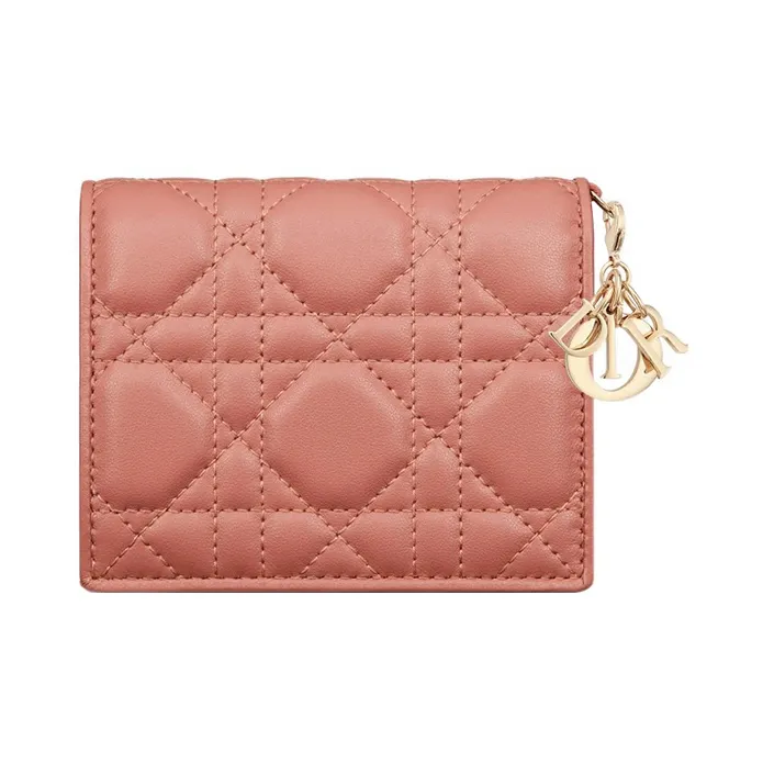 DIOR Lady Dior Lambskin Wallet Mini Women's Ethereal Pink-2