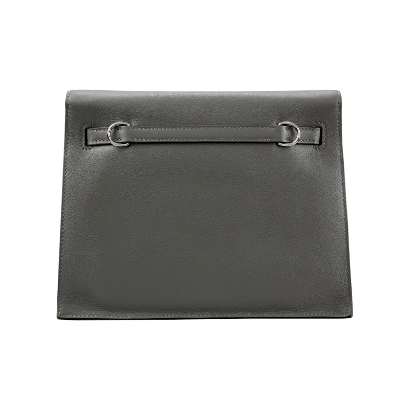 HERMES Kelly Danse Evercolor Calfskin One Shoulder Crossbody Clutches Women's 0L Grismeyer Cumulonimbus Gray-2