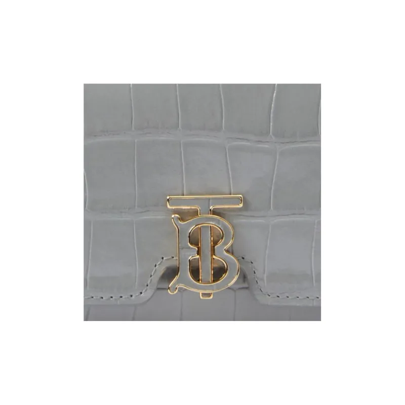 Burberry Embossed Cowhide Leather Wallet Women's Gray-3