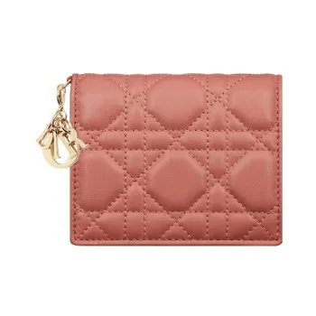 DIOR Lady Dior Lambskin Wallet Mini Women's Ethereal Pink