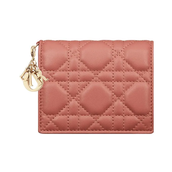 DIOR Lady Dior Lambskin Wallet Mini Women's Ethereal Pink-0