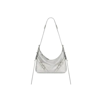 GIVENCHY Voyou Silk With Calfskin Handbag Shoulder Bag Crossbody Bag Mini Women's Silver Gray