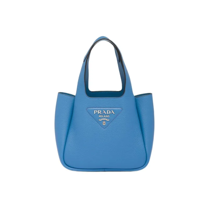 PRADA Leather Basket Bag Tote Bag Shopping Bag Handbag Women's Blue-0
