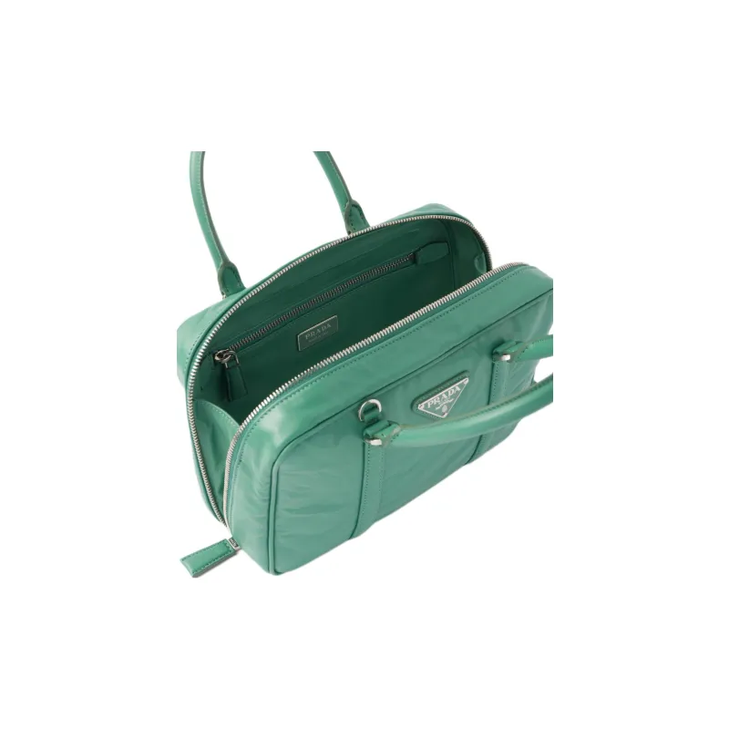 PRADA Nappa Leather Shoulder Bag Crossbody Bag Handbag Women's Sage Green-3