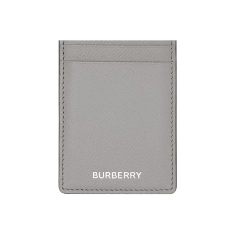 Burberry Grain Texture Leather Coin Purses Card Holders Men's Gray-4