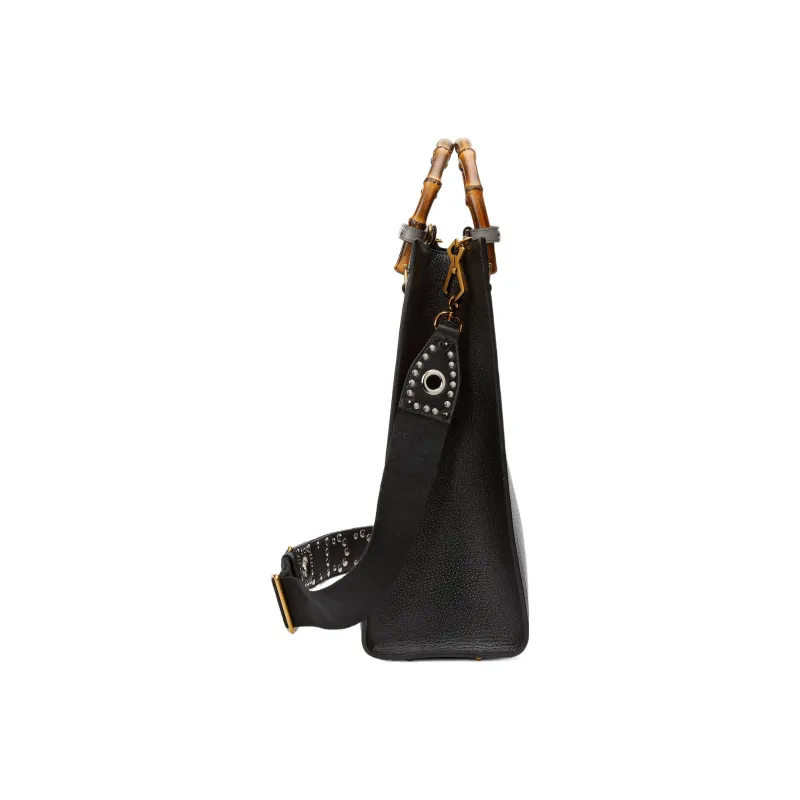 GUCCI Diana Leather Tote Bag Shopping Bag Shoulder Bag Crossbody Bag Handbag Large Size Men's Black-4