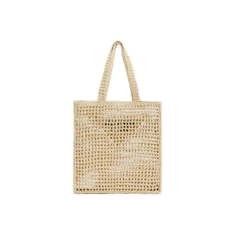 PRADA Raffia One Shoulder Handbag Men's Nude/Neutral Color-2