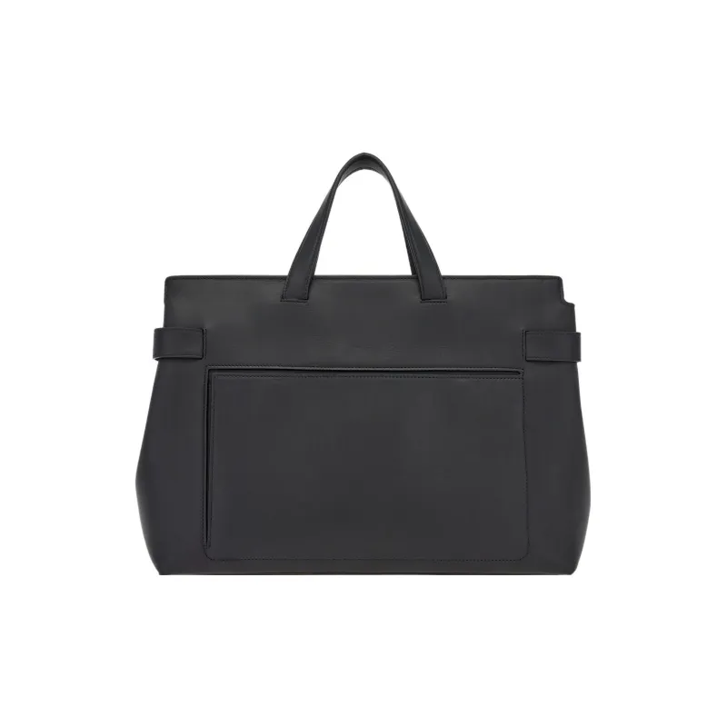 FERRAGAMO Calfskin With Suede And Leather Patchwork Tote Bag Shopping Bag Handbag Large Size Men's Black-2