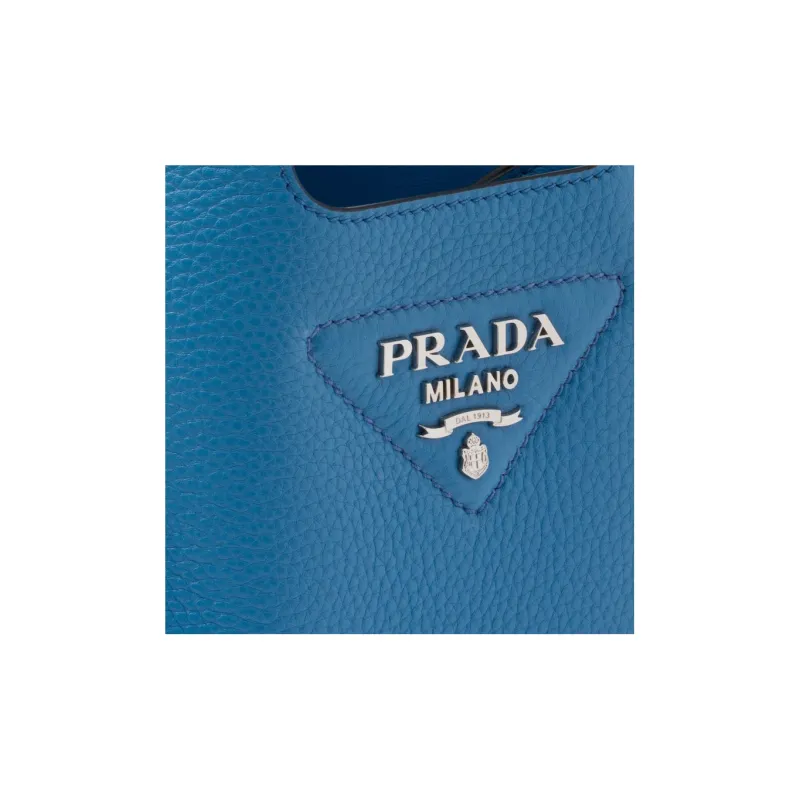 PRADA Leather Basket Bag Tote Bag Shopping Bag Handbag Women's Blue-4