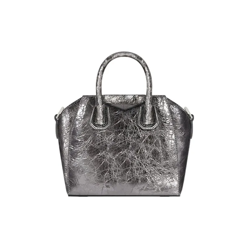 GIVENCHY Antigona Lambskin Shoulder Bag Crossbody Bag Handbag Extra Mini Women's Silver Gray-0