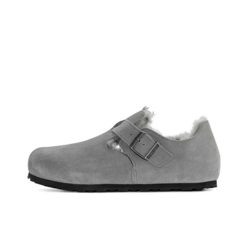 Birkenstock London Shearling Suede Leather Narrow Fit 'Whale Grey'-0