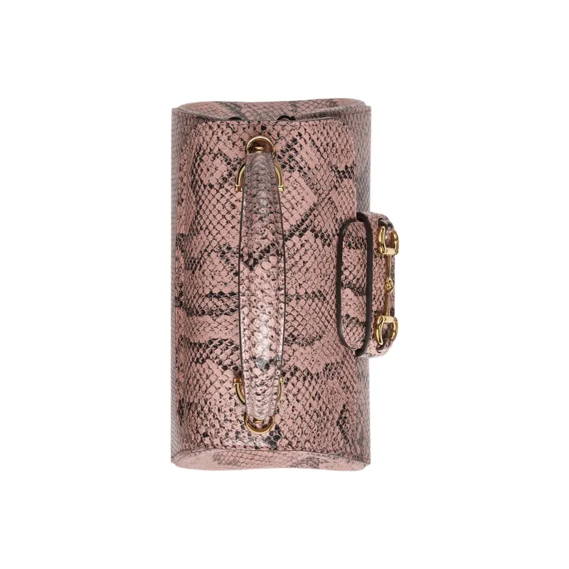 GUCCI Horsebit 1955 Python Skin Shoulder Bag Crossbody Bag Handbag Mini Women's Pink-7