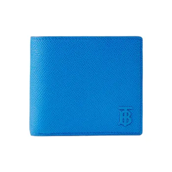 Burberry Grain Leather Card Holder Wallet Men's Blue