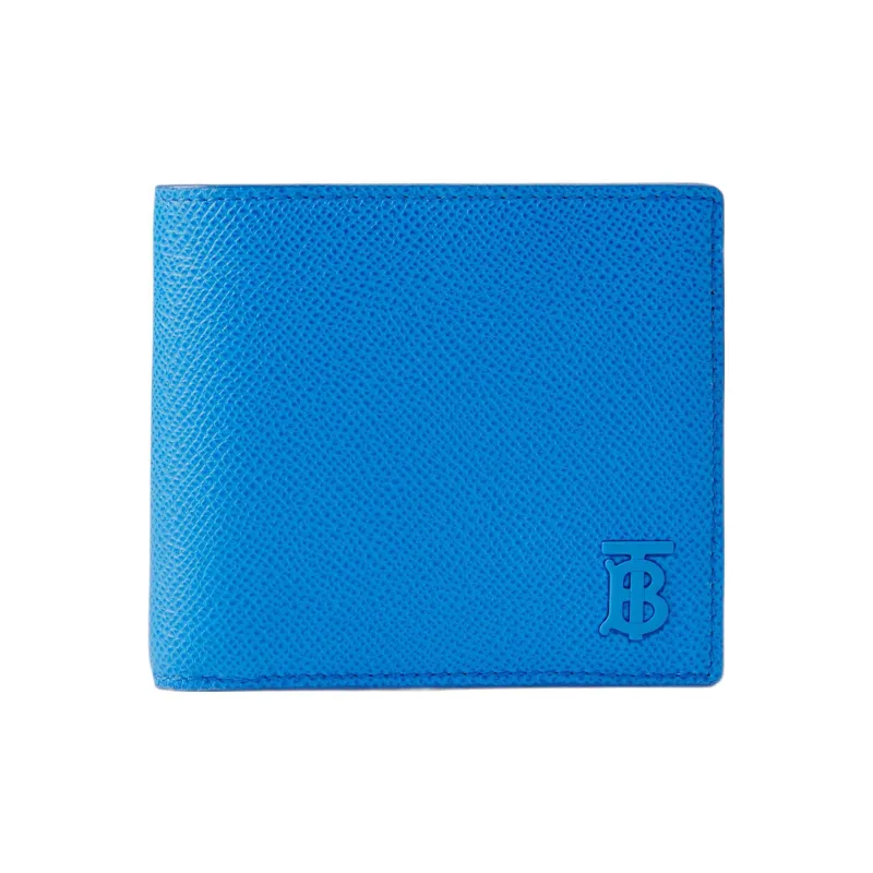 Burberry Grain Leather Card Holder Wallet Men's Blue-0
