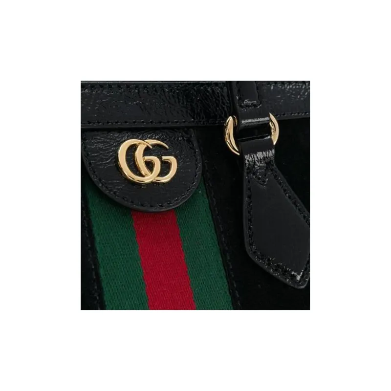 GUCCI Ophidia Leather Trim Tote Bag Shopping Bag Shoulder Bag Crossbody Bag Handbag Medium Size Unisex Black-3